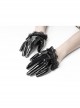 Black Gloss Paint Leather Lace Frill Gothic Half-Short Gloves