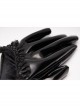Black Gloss Paint Leather Lace Frill Gothic Half-Short Gloves