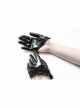 Black Gloss Paint Leather Lace Frill Gothic Half-Short Gloves