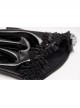 Black Gloss Paint Leather Lace Frill Gothic Half-Short Gloves