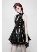 Black Gloss Paint Leather Lace Frill Gothic Half-Short Gloves