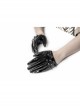 Black Lacquered PU Leather Rivet Decoration Punk Half-Palm Gloves