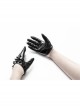 Black Lacquered PU Leather Rivet Decoration Punk Half-Palm Gloves