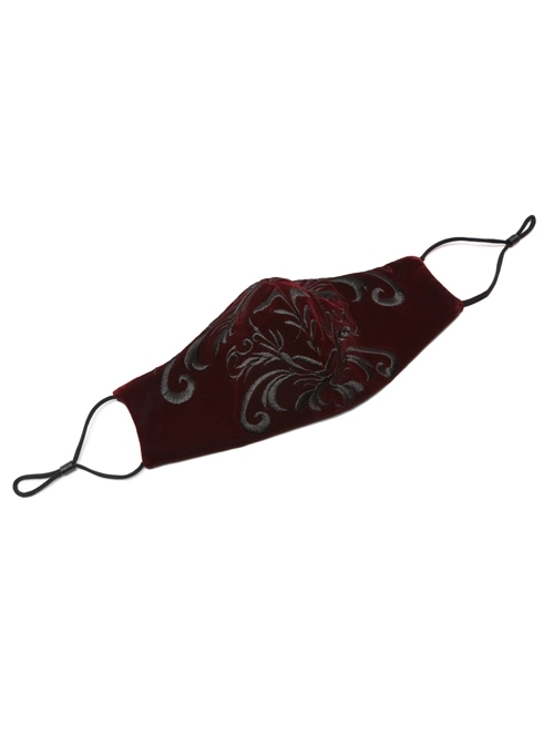 Wine Red Embroidery Gothic Weft Velvet Mask