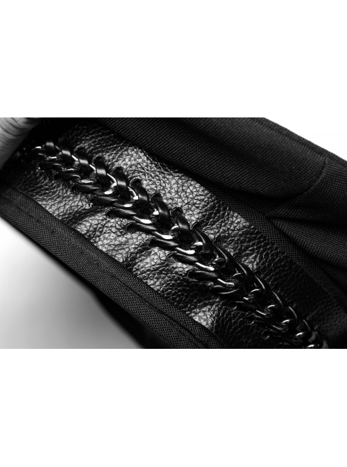 Metal Buckle Leather Loop Metal Chain Demon Corner Nail Black Punk Military Hat