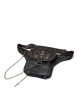 Metal Decoration Chain Leather Hasp Black Punk Retro Waist Bag
