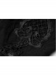 Metal Buckle Loop Lace-Up Front Embroidery Black Gothic Leg Sleeve