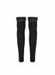 Metal Buckle Loop Lace-Up Front Embroidery Black Gothic Leg Sleeve