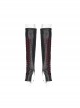 Black Splice Red Lace-Up Gothic Knit Sleeves