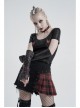 Black Splice Red Lace-Up Gothic Knit Sleeves