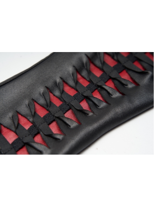 Black Splice Red Lace-Up Gothic Knit Sleeves