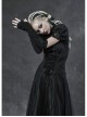 Front Embroidery Lace-Up Black Gothic Knit Sleeves