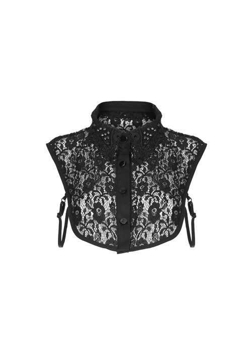 Metal Rivet Collar Side Webbing Black Gothic Independent Lace Collar