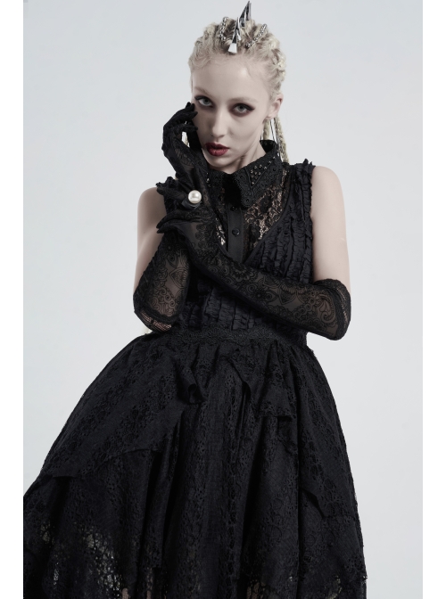 Metal Rivet Collar Side Webbing Black Gothic Independent Lace Collar