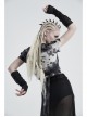 Snakeskin Pattern Broken Holes Mesh Black Punk Fingerless Gloves