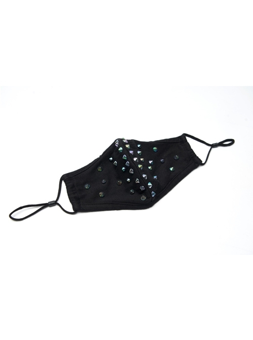Blue Laser Rivets Splice Breathable Mesh Black Punk Mask