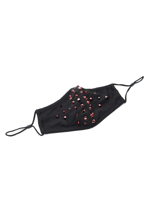 Red Laser Rivets Splice Breathable Mesh Black Punk Mask
