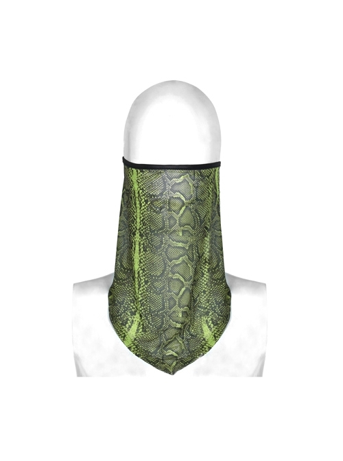 Fluorescent Green Python Printing Back Lace-Up Punk Triangular Scarf