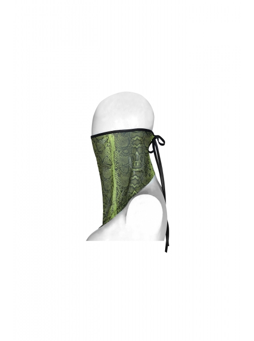 Fluorescent Green Python Printing Back Lace-Up Punk Triangular Scarf