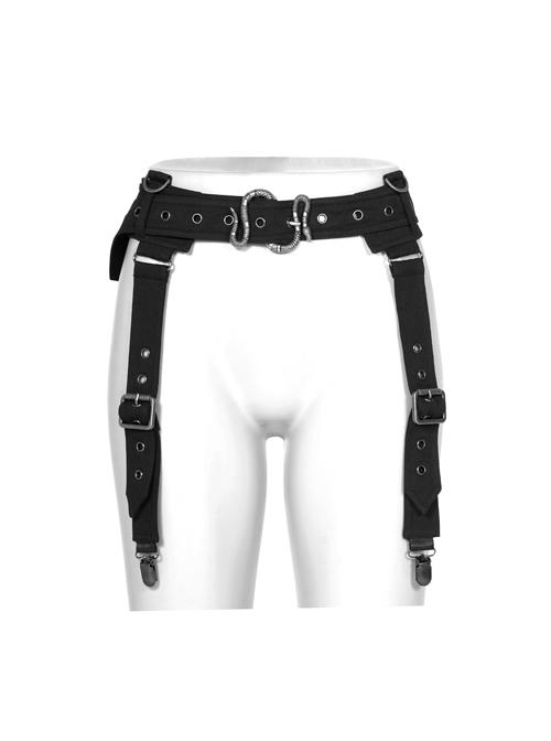Metal Decoration Metal Buckle Black Punk Belt