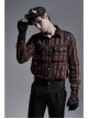 Fake Two Pieces Brown Buckle Straps Black Punk Knit Gloves