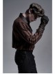 Fake Two Pieces Brown Buckle Straps Black Punk Knit Gloves