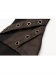 Fake Two Pieces Brown Buckle Straps Black Punk Knit Gloves