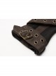 Fake Two Pieces Brown Buckle Straps Black Punk Knit Gloves