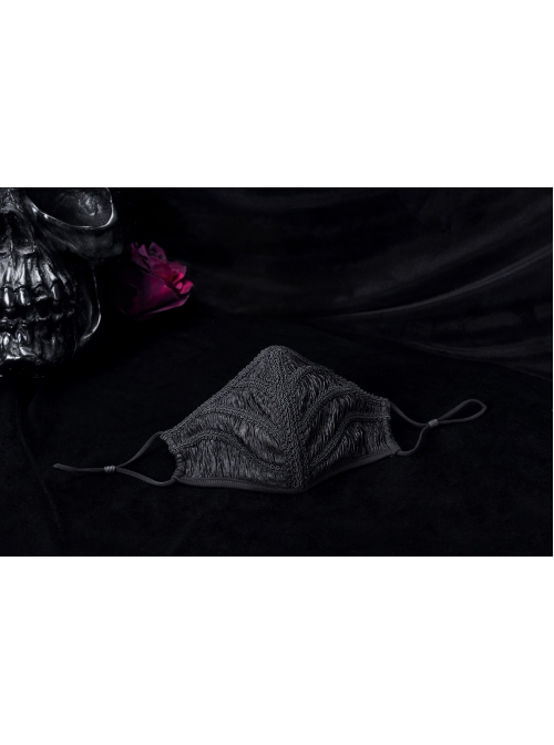Outside Three-Dimensional Webbing Inside Mesh Knit Side Elastic String Black Gothic Women Mask