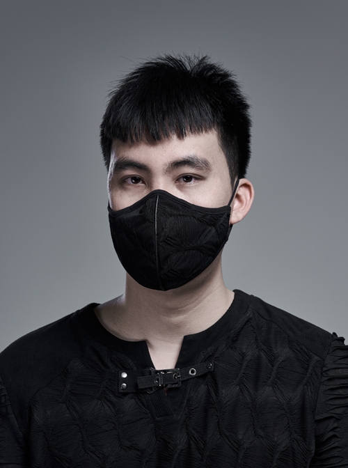 Side Elastic String Inside Mesh Knit Black Punk Simple Style Men Mask