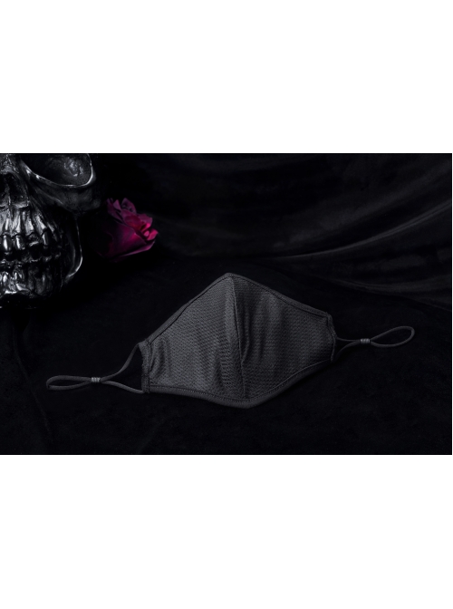 Side Elastic String Inside Mesh Knit Black Punk Simple Style Men Mask