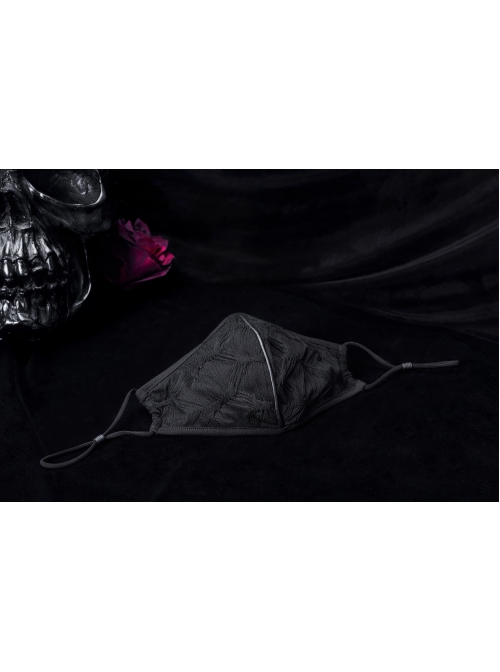 Side Elastic String Inside Mesh Knit Black Punk Simple Style Men Mask