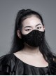 Side Metal Eyelets Lace-Up Weft Velvet Splice Lace Black Gothic Women Mask