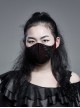 Side Metal Eyelets Lace-Up Weft Velvet Splice Lace Wine Red Gothic Women Mask
