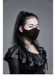 Side Metal Eyelets Lace-Up Weft Velvet Splice Lace Wine Red Gothic Women Mask