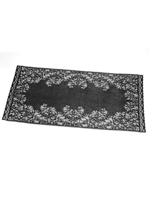Front Center Bat Pattern Black Gothic Light Lace Shawl