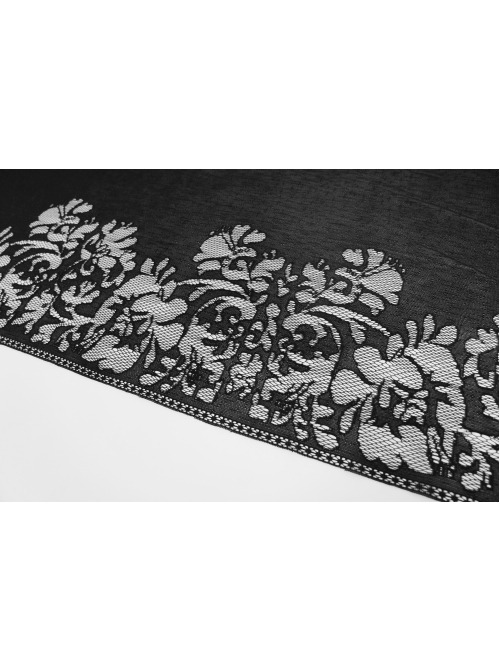 Front Center Bat Pattern Black Gothic Light Lace Shawl