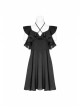 Gothic Cute Female Dark Lotus Leaf Hem Strap Dress
