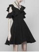 Gothic Cute Female Dark Lotus Leaf Hem Strap Dress