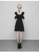 Gothic Cute Female Dark Lotus Leaf Hem Strap Dress