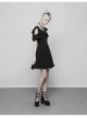 Gothic Cute Female Dark Lotus Leaf Hem Strap Dress