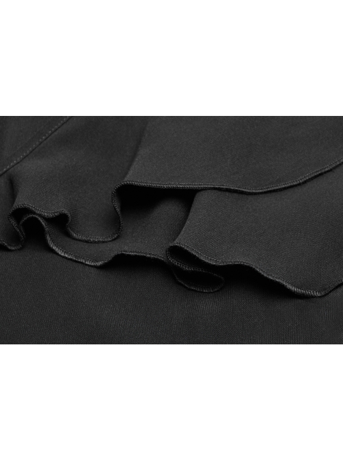 Gothic Cute Female Dark Lotus Leaf Hem Strap Dress