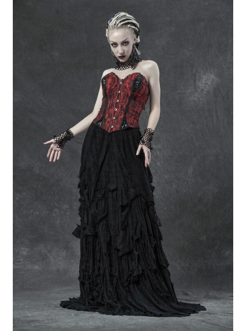 Hollow-Out Pearl Chain Black Gothic Pearl Sleeves And Collar Three-Piece Set