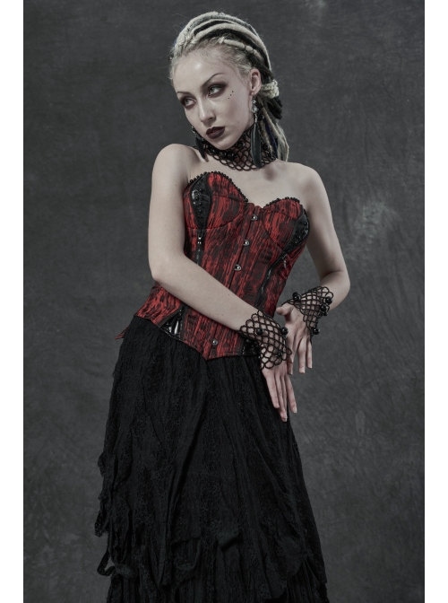 Hollow-Out Pearl Chain Black Gothic Pearl Sleeves And Collar Three-Piece Set