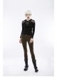 Shoulder Splice Mesh Front Chest D-Buckle Leather Strap Long Sleeves Black Punk Knit Hooded T-Shirt