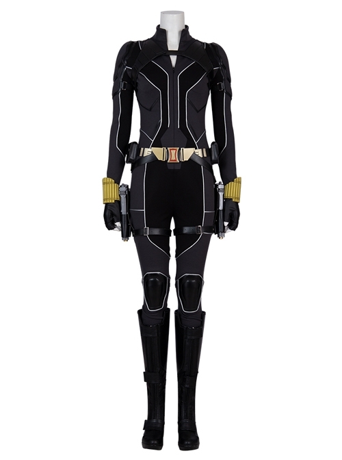 Black Widow Natasha Romanoff Black Battle Suit Halloween Cosplay Costume Full Set
