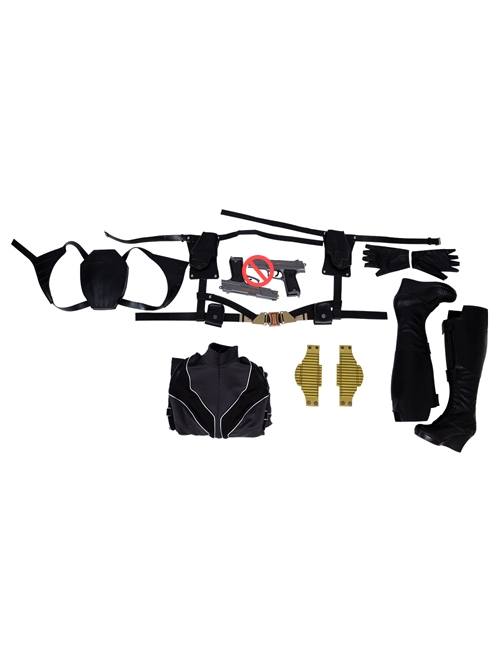 Black Widow Natasha Romanoff Black Battle Suit Halloween Cosplay Costume Full Set