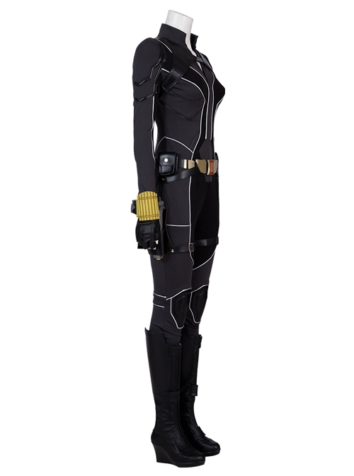 Black Widow Natasha Romanoff Black Battle Suit Halloween Cosplay Costume Full Set