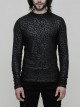 Black Jacquard Print Long Sleeves Tight Gothic T-Shirt