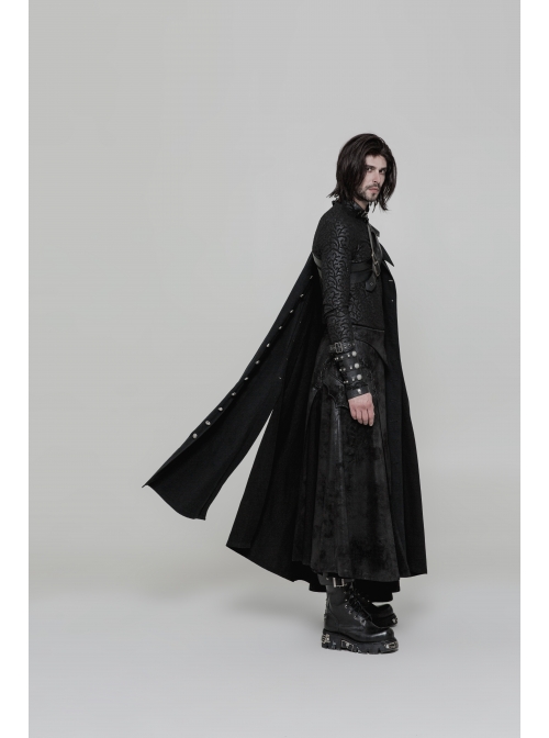 Black Jacquard Print Long Sleeves Tight Gothic T-Shirt